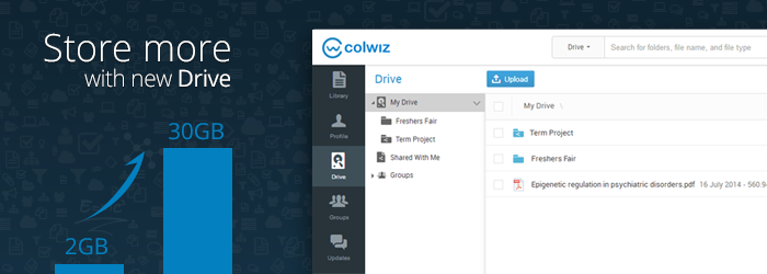 colwiz web updated (Part 3/3) – New Drive with tons of free storage for your research!